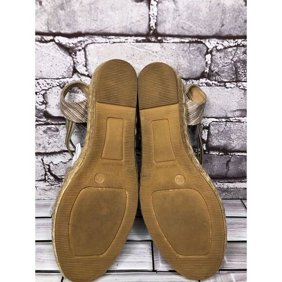 Toni Pons Origens Norma Beige Shimmer Wedge Espadrille Sandals Women Sz 40EU/9.5 - Picture 14 of 16